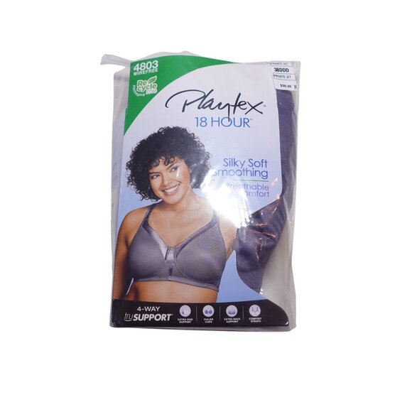 LN Playtex Full Figure 18 Hour Sleek & Smooth Wireless Bra Sz 38DDD Private Jet - Picture 5 of 10
